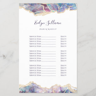Prospectus 14 Cm X 21,6 Cm Liste de prix de conception opale violet flyer