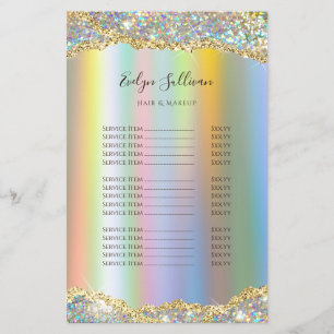 Prospectus 14 Cm X 21,6 Cm Liste de prix de la feuille de paillettes iridesce