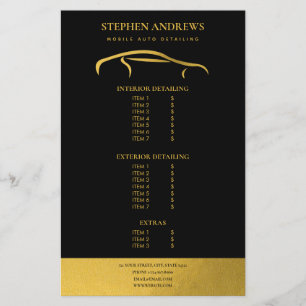 Prospectus 14 Cm X 21,6 Cm Liste de prix de nettoyage de detailing automobile