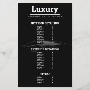 Prospectus 14 Cm X 21,6 Cm Liste de prix de nettoyage de voiture moderne Déta