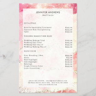 Prospectus 14 Cm X 21,6 Cm Liste de prix de salon moderne et pailleté Flyer