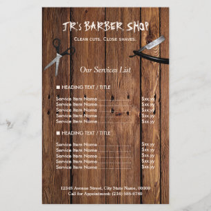 Prospectus 14 Cm X 21,6 Cm Liste de prix des services de salon de coiffure à