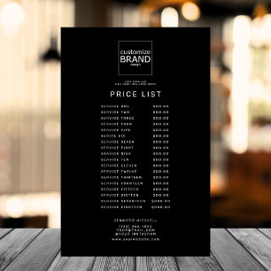 Prospectus 14 Cm X 21,6 Cm Liste de prix noire avec logo personnalisé profess