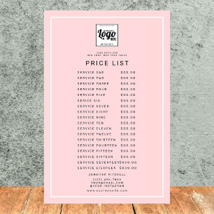 Prospectus 14 Cm X 21,6 Cm  Liste de prix promotionnels avec logo rose pastel