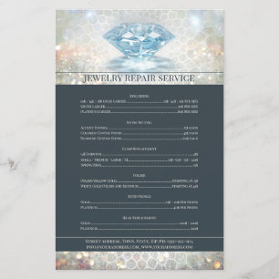 Prospectus 14 Cm X 21,6 Cm Liste des prix de réparation de bijoux Sparkling D