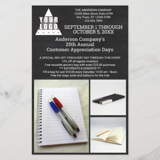 Prospectus 14 Cm X 21,6 Cm Logo Chalkboard Chic Modern 3 Photo Publicité (Devant)