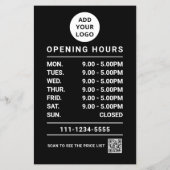 Prospectus 14 Cm X 21,6 Cm logo code qr heures d'ouverture d'entreprise noir (Dos)