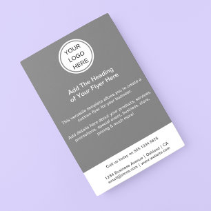 Prospectus 14 Cm X 21,6 Cm Logo d'entreprise promotionnel Gris et blanc