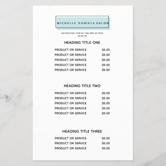 Prospectus 14 Cm X 21,6 Cm Logo féminin | Bleu | Prix et services Spas (Devant)