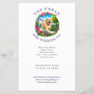 Prospectus 14 Cm X 21,6 Cm Logo Flyer Élégant Promeneur de Chiens Labrador