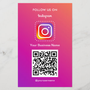 Prospectus 14 Cm X 21,6 Cm Logo Instagram Professionnel Suivez-Moi Qr Code