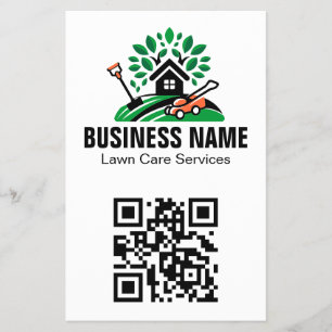 Prospectus 14 Cm X 21,6 Cm Logo Maison Arbre Tondeuse Pelouse Code Qr Paysage