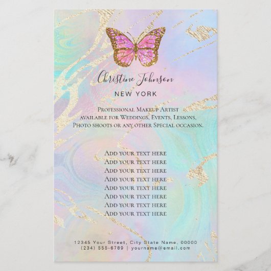 Prospectus 14 Cm X 21,6 Cm logo papillon sur effet fausse iridescente (Devant)