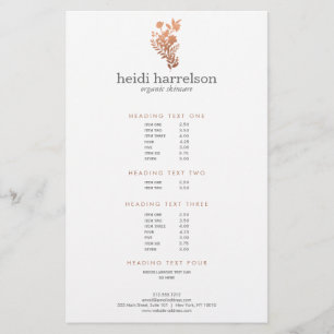 Prospectus 14 Cm X 21,6 Cm Logo rose Gold Floral sur le carnet de prix blanc
