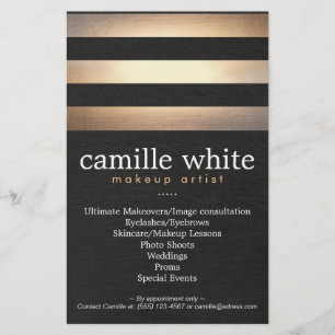 Prospectus 14 Cm X 21,6 Cm Maquillage Artiste Gold Stripes Stylish Beauty Sal