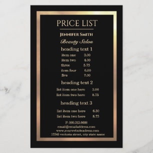 Prospectus 14 Cm X 21,6 Cm Maquilleur Cadre noir et or flyer