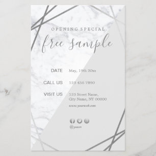 Prospectus 14 Cm X 21,6 Cm Marbre géométrique chic moderne Argent 5.5x8.5