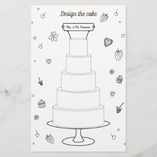 Prospectus 14 Cm X 21,6 Cm Mariage Activités Coloration Pages Design Cake