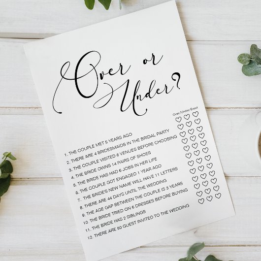 Prospectus 14 Cm X 21,6 Cm Mariage Moderne Simple Écriture Jeu Over Under
