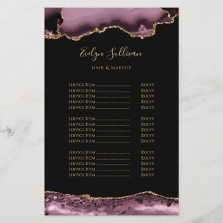 Prospectus 14 Cm X 21,6 Cm Mauve foncé et or agate liste de prix flyer