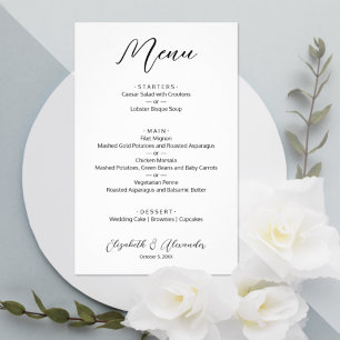 Prospectus 14 Cm X 21,6 Cm Menu Budget simple Mariage blanc