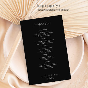 Prospectus 14 Cm X 21,6 Cm Menu Budget simple noir et blanc mariage