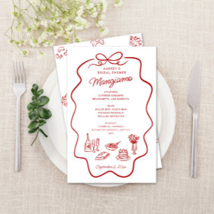 Prospectus 14 Cm X 21,6 Cm Menu C'est l'Amour, papier glacé Doodles Rouge