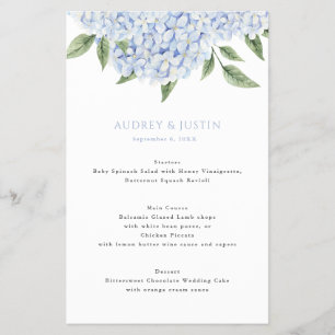 Prospectus 14 Cm X 21,6 Cm Menu de mariage à bordure supérieure d'hortensia b