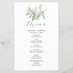 Prospectus 14 Cm X 21,6 Cm Menu de mariage économique Botaniques d'hiver