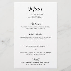 Prospectus 14 Cm X 21,6 Cm Menu de mariage économique moderne noir et blanc
