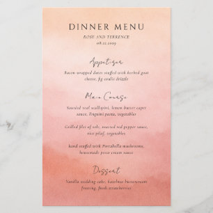 Prospectus 14 Cm X 21,6 Cm Menu de mariage élégant et moderne de style côtier