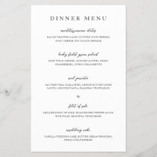 Prospectus 14 Cm X 21,6 Cm Menu de mariage élégant moderne neutre