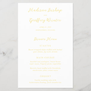 Prospectus 14 Cm X 21,6 Cm Menu de mariage jaune beurre à budget Script Gras