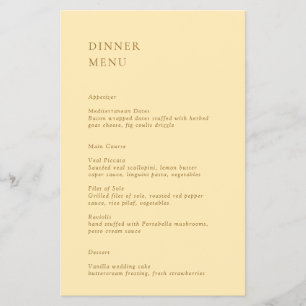 Prospectus 14 Cm X 21,6 Cm Menu de mariage minimaliste jaune beurre à petit b