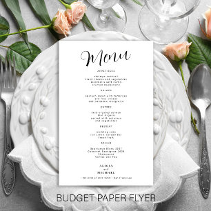 Prospectus 14 Cm X 21,6 Cm Menu de mariage simple noir et blanc