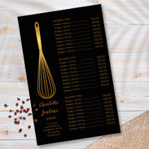 Menu de service de boulangerie-pâtisserie Black Go
