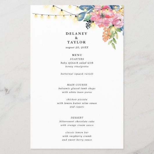 Prospectus 14 Cm X 21,6 Cm Menu Jardin, Fleurs et Lumières (Devant)