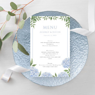 Prospectus 14 Cm X 21,6 Cm Menu papier Mariage encadré Blue Hydrangea