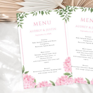 Prospectus 14 Cm X 21,6 Cm Menu Papier Mariage encadré en Hydrangea rose
