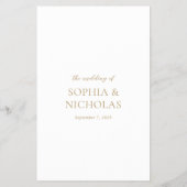 Prospectus 14 Cm X 21,6 Cm Menu Simple Gold Modern Budget Mariage (Dos)