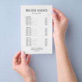 Prospectus 14 Cm X 21,6 Cm Menu simple moderne salon noir et blanc (Poignée)