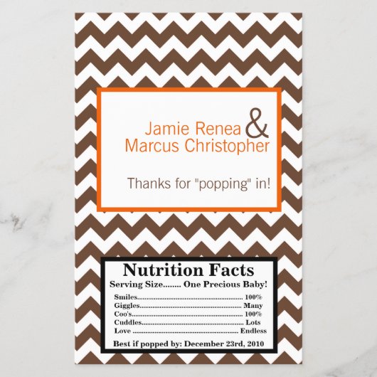 Prospectus 14 Cm X 21,6 Cm Microwave Popcorn Wrapper Brown Orange Chevron (Devant)