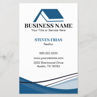 Prospectus 14 Cm X 21,6 Cm Minimal Blue Real Estate Agent House Logo