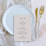 Prospectus 14 Cm X 21,6 Cm Minimal et chic | Menu gris et Mariage noir<br><div class="desc">Ces élégantes cartes de menu mariage gris clair modernes ou ces cartes de menu pour le dîner de répétition présentent un design de texte noir simple qui dégage un style minimaliste. Ajoutez vos initiales ou votre monogramme pour les rendre complètement vôtres.</div>
