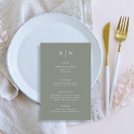 Prospectus 14 Cm X 21,6 Cm Minimal et chic | Menu Mariage vert Sage<br><div class="desc">Ces cartes de menu mariage moderne et élégantes ou cartes de menu pour le dîner de répétition présentent un design simple vert et blanc,  qui dégage un style minimaliste. Ajoutez vos initiales ou votre monogramme pour les rendre complètement vôtres.</div>