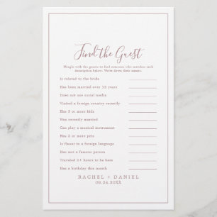 Prospectus 14 Cm X 21,6 Cm Minimaliste Rose Gold Trouvez le jeu Mariage invit