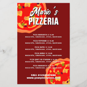Prospectus 14 Cm X 21,6 Cm Modèle de dépliant de menu de restaurant de pizzer
