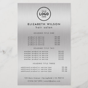 Prospectus 14 Cm X 21,6 Cm Modèle de Liste de Prix de Salon de Luxe Tendance