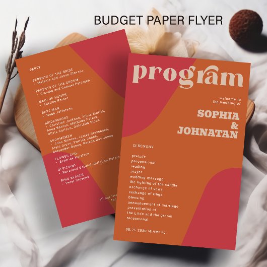 Prospectus 14 Cm X 21,6 Cm Modèle de programme de mariage rétro budget