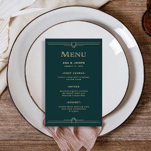 Prospectus 14 Cm X 21,6 Cm Modern Deco Elegant Emerald Green Wedding Menu